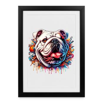 Bouledogue anglais Chien - Affiche encadrée (27 × 37 cm) - noir - Devant