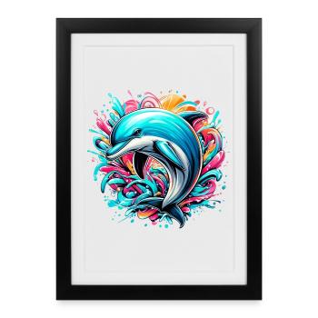Dauphin - Affiche encadrée (27 × 37 cm) - noir - Devant
