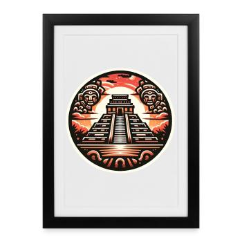 Maya Temple - Affiche encadrée (27 × 37 cm) - noir - Devant