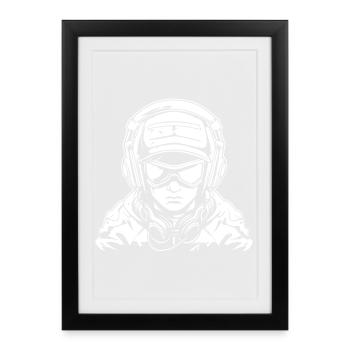 Dessin de joueur - Affiche encadrée (27 × 37 cm) - noir - Devant