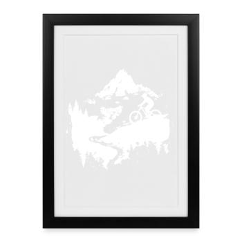 Mountainbiking Skizze - Gerahmtes Poster (27 × 37 cm) - Schwarz - Vorne