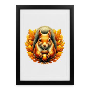 Écureuil - Affiche encadrée (27 × 37 cm) - noir - Devant