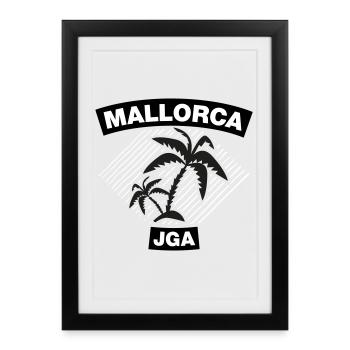 Majorque – Enterrement de vie de garçon sous les palmiers - Affiche encadrée (27 × 37 cm) - noir - Devant