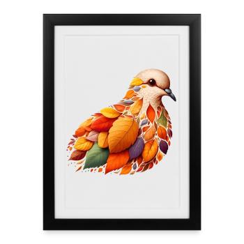belle colombe, faite de différentes feuilles - Affiche encadrée (27 × 37 cm) - noir - Devant