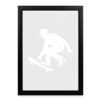 Garçon de planche à roulettes - Affiche encadrée (27 × 37 cm) - noir - Devant