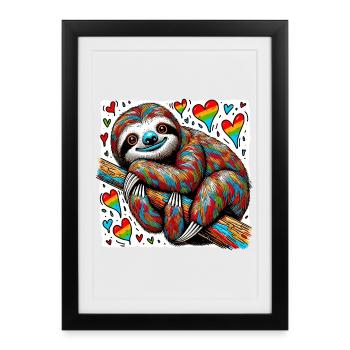 Paresseuse avec des cœurs - Affiche encadrée (27 × 37 cm) - noir - Devant