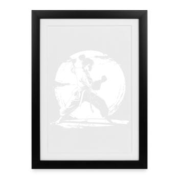 Dessin de fille de karaté - Affiche encadrée (27 × 37 cm) - noir - Devant