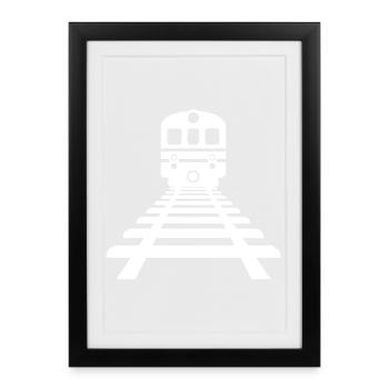 Eisenbahn Zeichnung - Gerahmtes Poster (27 × 37 cm) - Schwarz - Vorne