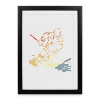 Joueur de hockey sur glace croquis rétro - Affiche encadrée (27 × 37 cm) - noir - Devant