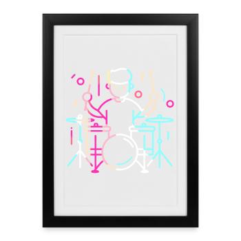 Drummer Boy Dessin - Affiche encadrée (27 × 37 cm) - noir - Devant
