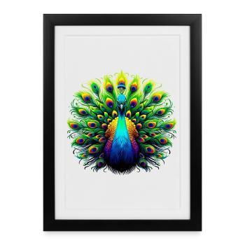 Paon - Affiche encadrée (27 × 37 cm) - noir - Devant
