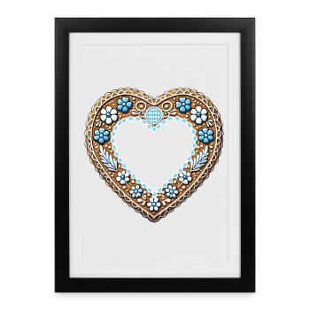Cadre Coeur en Pain d’Épices Tradition et amour combinés - Affiche encadrée (27 × 37 cm) - noir - Devant