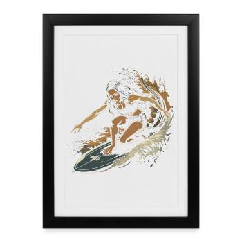 Graphique du surfeur - Affiche encadrée (27 × 37 cm) - noir - Devant