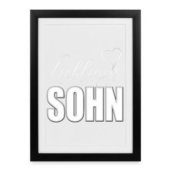 Fils préféré avec un cœur - Affiche encadrée (27 × 37 cm) - noir - Devant