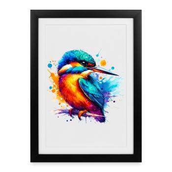Martin-pêcheur - Affiche encadrée (27 × 37 cm) - noir - Devant