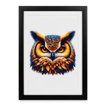 Hibou - Affiche encadrée (27 × 37 cm) - noir - Devant