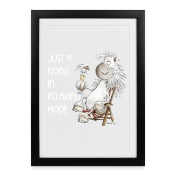 Horse With Cocktail Summer Chill Horses Saying - Framed poster (27 × 37 cm) - black - Front
