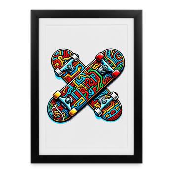 Skateboard - Framed poster (27 × 37 cm) - black - Front
