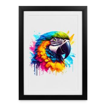 Perroquet - Affiche encadrée (27 × 37 cm) - noir - Devant