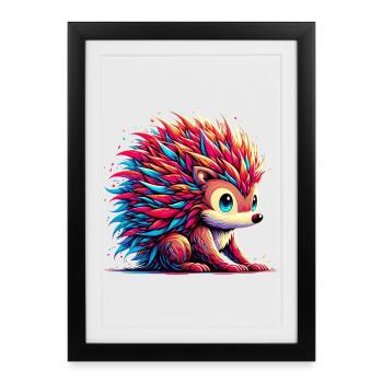 Hedgehog - Framed poster (27 × 37 cm) - black - Front