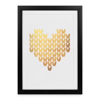 Motif de tricot coeur or Exclusive Love Winter - Affiche encadrée (27 × 37 cm) - noir - Devant