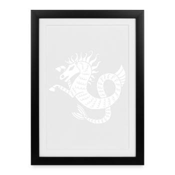 Cheval de mer blanc - Affiche encadrée (27 × 37 cm) - noir - Devant