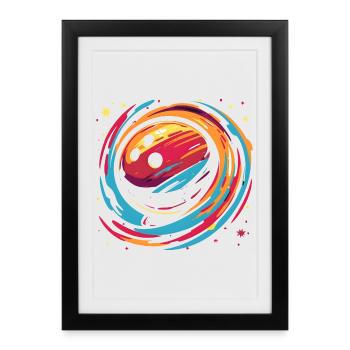 Boule de bowling rétro - Affiche encadrée (27 × 37 cm) - noir - Devant