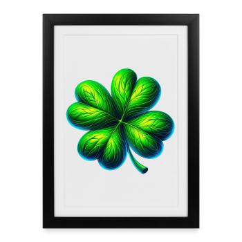 Trèfle à quatre feuilles - Affiche encadrée (27 × 37 cm) - noir - Devant