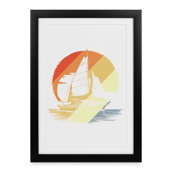 Croquis de navigation vintage - Affiche encadrée (27 × 37 cm) - noir - Devant
