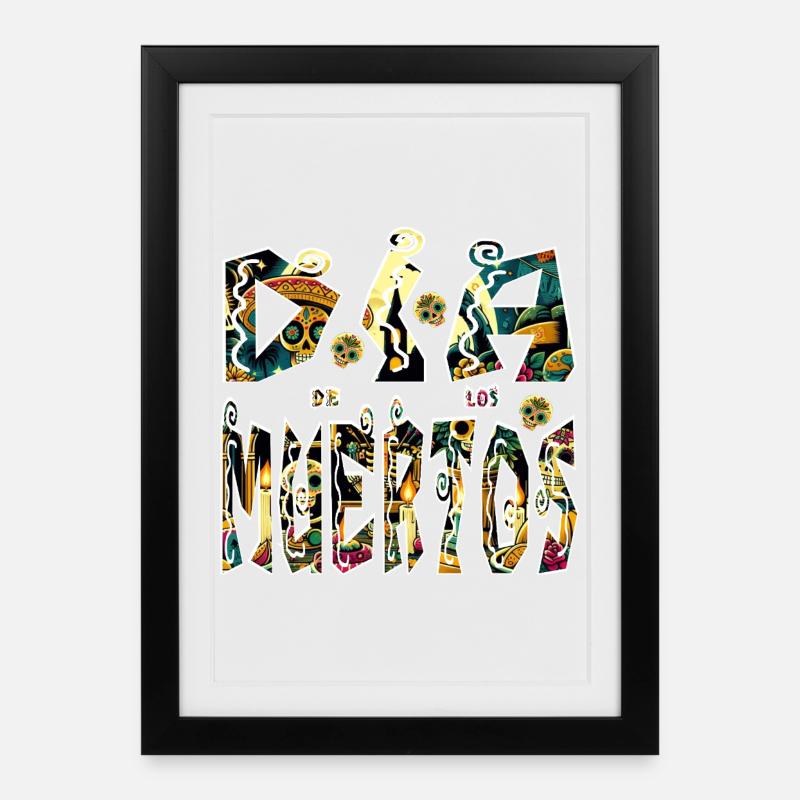 Día de los Muertos - Gerahmtes Poster (27 × 37 cm) - Schwarz
