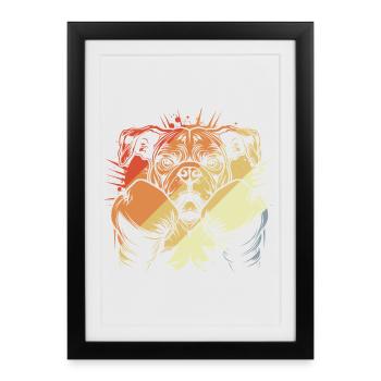 Boxe Chien Vintage - Affiche encadrée (27 × 37 cm) - noir - Devant
