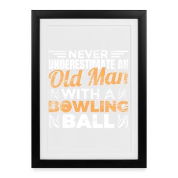Bowling grandfather - Framed poster (27 × 37 cm) - black - Front