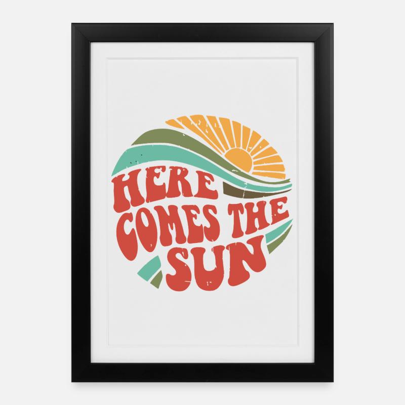 Retro Sunrise Typography Design - Framed poster (27 × 37 cm) - black