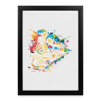 Locomotive Graffiti - Affiche encadrée (27 × 37 cm) - noir - Devant