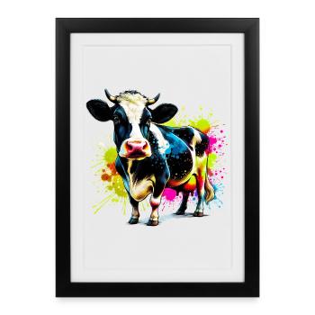 Vache - Affiche encadrée (27 × 37 cm) - noir - Devant