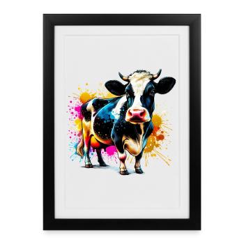Vache - Affiche encadrée (27 × 37 cm) - noir - Devant