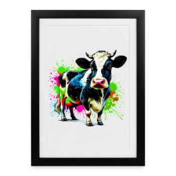 Vache - Affiche encadrée (27 × 37 cm) - noir - Devant