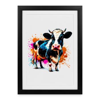Vache - Affiche encadrée (27 × 37 cm) - noir - Devant
