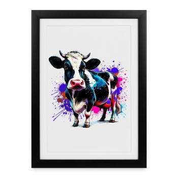 Vache - Affiche encadrée (27 × 37 cm) - noir - Devant