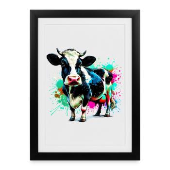 Vache - Affiche encadrée (27 × 37 cm) - noir - Devant