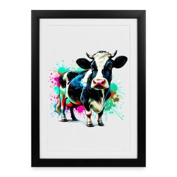 Vache - Affiche encadrée (27 × 37 cm) - noir - Devant
