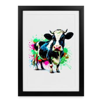 Vache - Affiche encadrée (27 × 37 cm) - noir - Devant