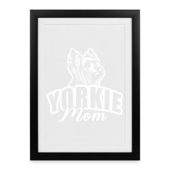« Yorkie Mom » avec tête de chien - Affiche encadrée (27 × 37 cm) - noir - Devant