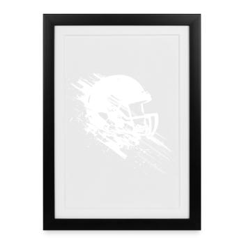 American Football Helm - Gerahmtes Poster (27 × 37 cm) - Schwarz - Vorne