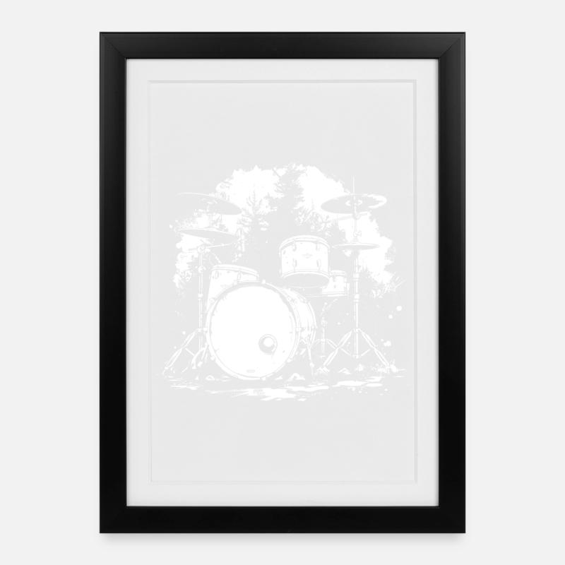 Schlagzeug - Gerahmtes Poster (27 × 37 cm) - Schwarz