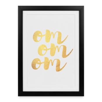 Yoga Gold om Meditation Deluxe Écriture manuscrite de luxe - Affiche encadrée (27 × 37 cm) - noir - Devant