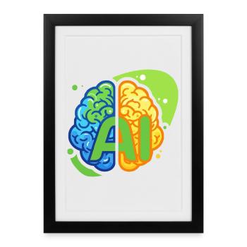 AI logo - Framed poster (27 × 37 cm) - black - Front