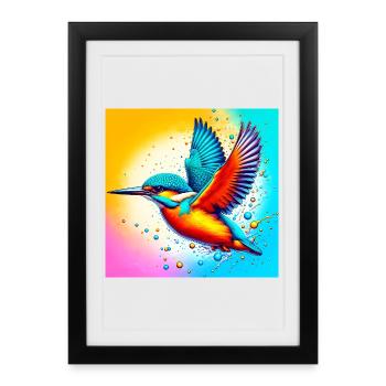 martin-pêcheur - Affiche encadrée (27 × 37 cm) - noir - Devant