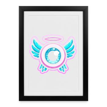 Whimsical Eye with Angel Wings Design - Framed poster (27 × 37 cm) - black - Front