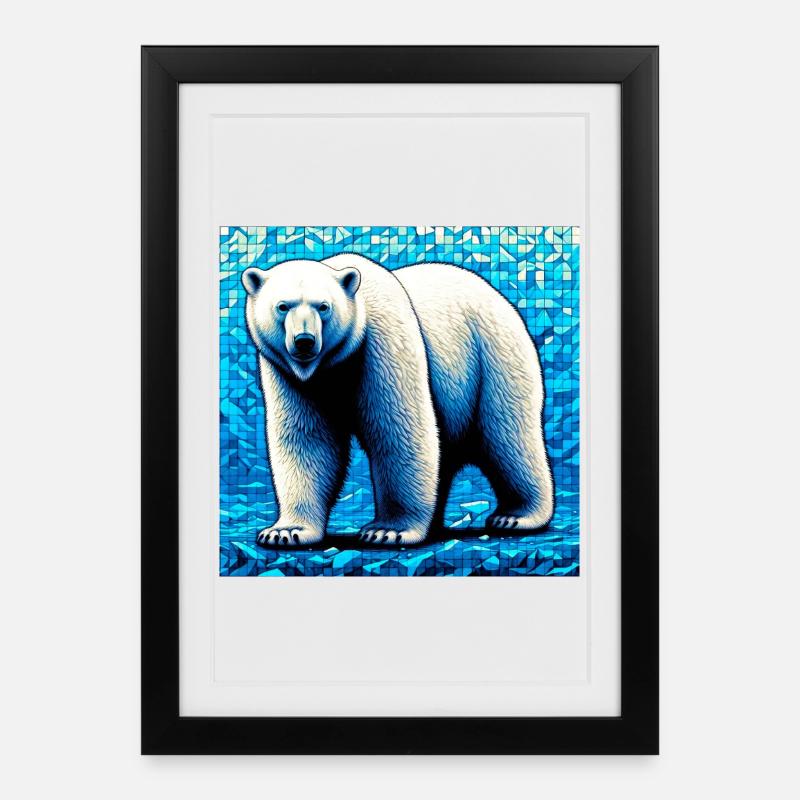 ours blanc - Affiche encadrée (27 × 37 cm) - noir
